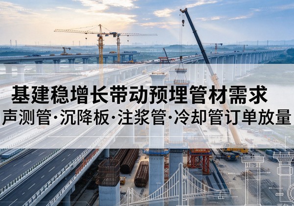江源基建稳增长带动预埋监测管材需求，声测管、沉降板、注浆管订单持续放量